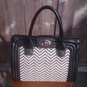 Galian new york purse bag top handle woven vegan faux leather